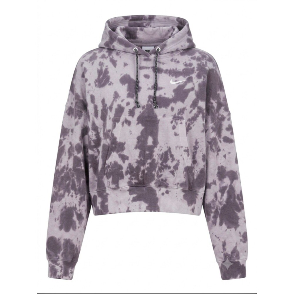 Nike Tie Dye Cropped Fleece Hoodie – Grey / Charcoal – Women's Size Small
